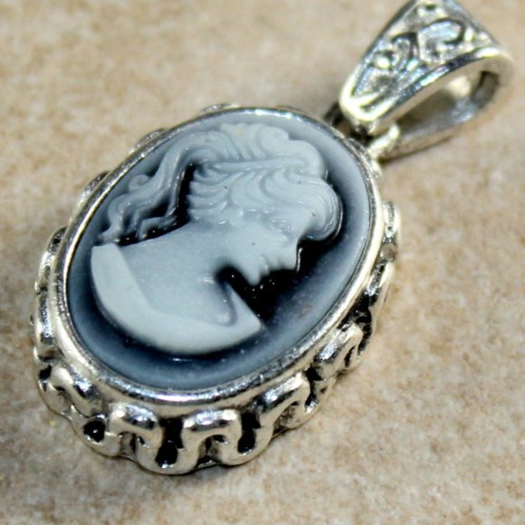 Jewelry Black Cameo Beauty Girl Cameo Oval Silver Pendant Poshmark